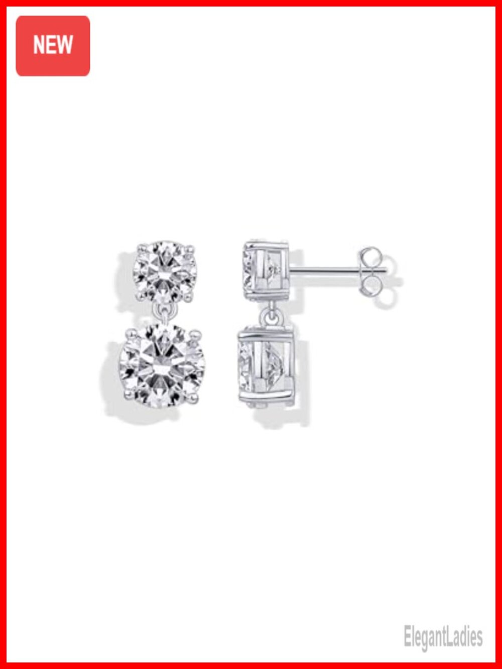 14K Gold Plated CZ Dangle Earrings Long Bridal Wedding Drop for Women